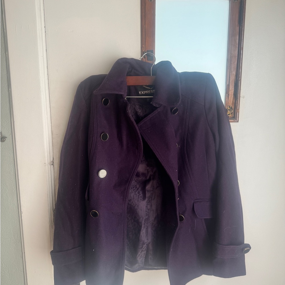 Express Women's Deep Purple Pea Coat